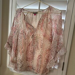 Vince Camuto Paisley Print Sheer Blouse